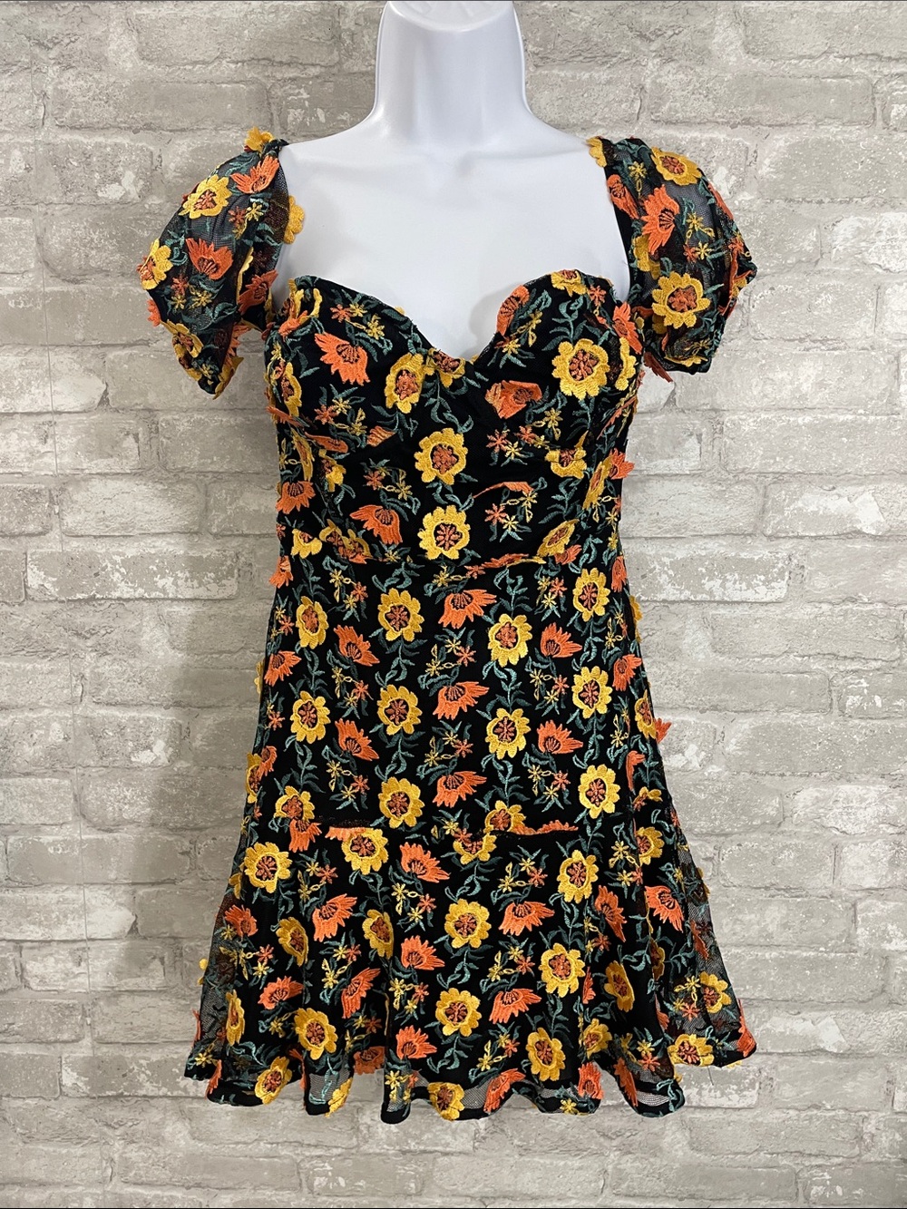 For Love And Lemons Amelia Sunflower Mini Dress